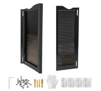 Solid Wood Saloon Swinging Doors 99cm x 100cm - Stylish Western Interior Porch Door with Hinges for Kitchen Bar Hallway and Entryway (Black W60-160cm H100cm)