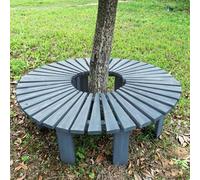 Solid Wood Semi-Circular Tree Bench,All Weather Wrap Around Curved Benches Slatted Seat,Heavy Duty Outdoor Furniture Seating Chair for Garden,Patio,Backyard & Park (White Half Round)