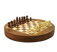 Solid Wood Sheesham Round Chess Set 14 Inch