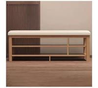 Solid Wood Shoe Bench with Padded Seat and Shoe Rack, Ample Storage Space, Simple Assembly, for Entryway