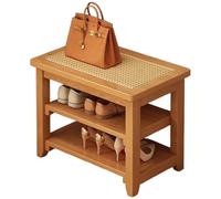Solid Wood Shoe BenchSpacious Entryway Storage with Sturdy Bottom Beam Comfortable Design NonShaking Ideal for Hallway Organization (Wood Color 60x30x41.5cm)