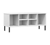 vidaXL Shoe Rack with Metal Legs White 106x35x45 cm Solid Wood OSLO