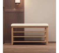 Solid Wood Shoe Rack with Storage Compartment and Padded Seat Versatile for Hallway Bedroom and Closet - Stylish Entryway nizer Space-Saving Design