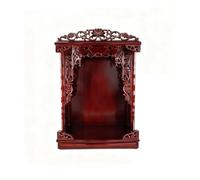 Solid Wood Shrine Altar Cabinet with Drawer, Wall-mounted/Desk Pooja Table, Buddha Statue Stand for Meditation and Offerings, 50X35X68CM