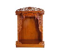 Solid Wood Shrine Altar Cabinet with Drawer, Wall-mounted/Desk Pooja Table, Buddha Statue Stand for Meditation and Offerings, 50X35X68CM