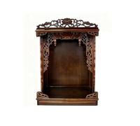Solid Wood Shrine Altar Cabinet with Drawer, Wall-mounted/Desk Pooja Table, Buddha Statue Stand for Meditation and Offerings, 50X35X68CM