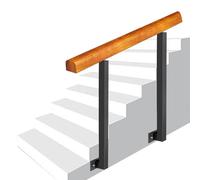 Solid Wood Side Mount Railing with 2 Adjustable Black Metal Posts - Non-Slip Safety for Garden & Stair Interiors, 85cm Height, 100cm/40inch Size - Durable & Stylish