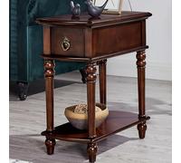 Solid Wood Side Table with Drawer and Storage Shelf, Narrow End Table for Bedroom or Living Room, Mid-Century Modern Design