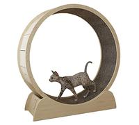 Solid Wood Silent Cat Running Wheel, Pet-Friendly Cat Exercise Wheel Treadmill, Low Noise Cat Sport Toy For Indoor Cats, Wood Color,Inner Diameter90cm/35.4