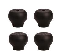 Solid Wood Sofa Legs Set of 4 - Round Replacement Legs for Sofa, Bed, Chair, Coffee Table, TV Stand, Black 4cm - Easy Installation Accessories Included