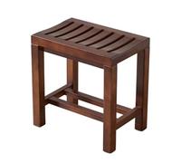 Solid Wood Spa Bench with Storage Shelf - Waterproof Non Slip Shower Stool Bathing Seat Foot Rest 42x28x48cm Multi Use Bathroom Furniture Durable & Stylish.