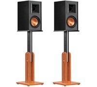Solid Wood Speaker Stands Pair for Studio Monitor and Bookshelf Speakers | Height Adjustable Floor Speaker Stands for Klipsch, ELAC, JBL, KEF, Edifier Surround Sound Hold Up to 50 Lbs (Walnut)