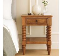 Solid Wood Spindle Bedside Table with Durable Construction, Console Table with Drawer and Shelf Storage, 35L x 45W x 60H cm, Brown Aosom UK