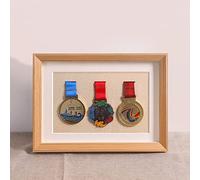 Solid Wood Sport Medal Display Frame, 3 Medals Display Case, Marathon Medal Display Frame, 21x30cm, Multiple Colour, Solid Wood Material, easy To Install, Suitable for All Sport Medal Badges ( Color :