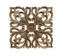 Solid Wood Square Decals European Hollow Decorative Flower Pieces European Elegant Wind Can Be Pasted to Decorate The Walls Door(15x15cm)