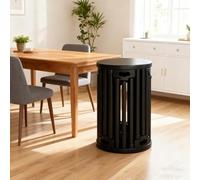 Solid Wood Stackable Stool - Multi-functional Round Side Table with Wheels, Space-Saving Vintage Nesting Stool for Home, Retro Movable Accent Table