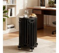 Solid Wood Stackable Stool - Multi-functional Round Side Table with Wheels, Space-Saving Vintage Nesting Stool for Home, Retro Movable Accent Table