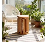 Solid Wood Stackable Stool - Multi-functional Round Side Table with Wheels, Space-Saving Vintage Nesting Stool for Home, Retro Movable Accent Table