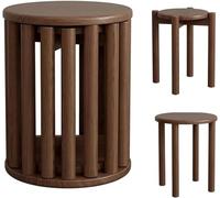 Solid Wood Stackable stools, Set of 4 Stackable stools, Multifunctional Side Table, Bedside Table, Coffee Table, no Installation Required, Suitable for Living Room, Bedroom, Balcony A