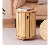 Solid Wood Stackable Stools Set, Round Nesting Dining Stool with Wheels, 4 in 1 Stacking Stools, Small Bar End Table for Living Room, Bedroom, Kitchen