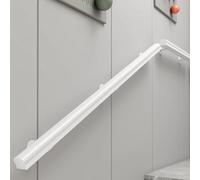 Solid Wood Stair Handrail for Indoor, Wall Mounted Wooden Stair Railing with White Metal Brackets, Non-Slip Outdoor Staircase Banister Rail，Natural Wood(7ft/210cm)