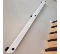 Solid Wood Stair ils - Non-Slip Wall-Mounted Banister for Indoor/Outdoor Stairs, Safety Rail for Elderly & Kids, Includes Brackets (White & Black, 150cm)