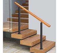 Solid Wood Stair Railing Anti-Slip Safety il for Loft Corridor & Balcony Includes Black Wrought Iron Support Kit Height 85/95 cm & Stylish.