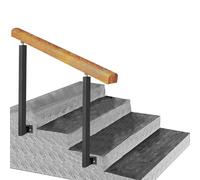 Solid Wood Stair Railing for 1-3 Steps, Adjustable 270° Grab Rail with Wall Fittings, Secure il for Garden & Balcony, Height 85cm to 130cm (51in)