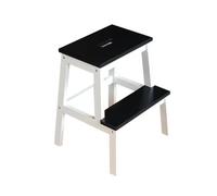 Solid Wood Step Stool for Indoor Use, Double-Layer Shoe Changing Bench for High & Low Steps, s Ladder for Home, Ele White & Black Design