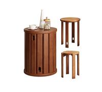 Solid Wood Stool - 4-in-1 Stackable Design, Sturdy and Durable, No Installation Required - Perfect for Living Room, Bedroom, and Office