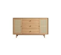 Solid Wood Storage Cabinet - Rattan Wicker Sideboard for Living Room Entryway & Dining Room - Versatile Buffet Chest of Drawers Stylish Wall-Mounted nizer