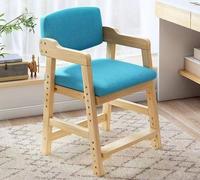 Solid Wood Study Chair with Adjustable Height and Back Support for Correcting Posture Blue