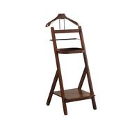 Solid Wood Suit Rack with Shelves, Pants Bracket, Tray, and Shoe Rack for Organized Living Room, Office, or Bedroom Storage