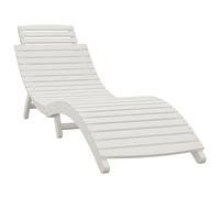 Solid Wood Sun Lounger, Ergonomic Design, Foldable Function, Comfortable Experience, 184x55x64 cm, Ideal for Sunbathing and Relaxing Near The Swimming Pool, on The Patio or in (White)