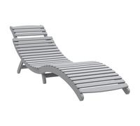 Solid Wood Sun Lounger, Ergonomic Design, Foldable Function, Comfortable Experience, 184x55x64 cm, Ideal for Sunbathing and Relaxing Near The Swimming Pool, on The Patio or in (Grey)