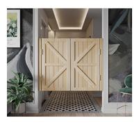 Solid Wood Swing Door - Half-Door Cafe Saloon Doors with Hinges for Shop Entrance - Auto Close and Two-Way Open, Easy Installation