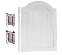 Solid Wood Swing Door,Indoor Louvered Café Swinging Door, White Single Cafe Doors, Swinging Saloon Door with 2 Metal Hinges, Self Closing Fence Door Arched Top, Heavy Duty Wood Half-Waist Doors (Size