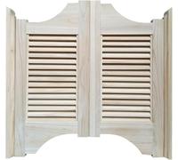 Solid Wood Swing Door, Saloon Swinging Doors Retro Louvered Coffee Kitchen Divider Fence Door with Auto Close Hinges for Bar, Kitchen, Stairs(Natural-1,W105xH100cm(41.3inx39in))