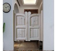 Solid Wood Swing Door with Auto Close Hinges, Retro Cafe Style for Kitchen, Bar, or Parlor Partition