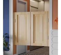 Solid Wood Swinging Cafe Doors - Elegant Double Door Partition for Bar, and Restaurant with Stainless Steel Hinges(Wood,120x100cm)