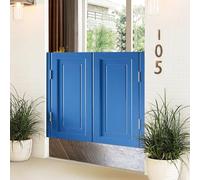 Solid Wood Swinging Cafe Doors - Elegant Half Door with Automatic Closing Hinges for Kitchen/Bar/Restaurant Entrances(Dark Blue,100x100cm)