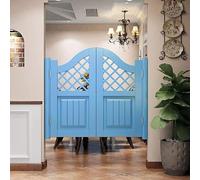 Solid Wood Swinging Doors Coffee Doors, Hallway Entrance Bar Kitchen Restaurant Fence Gate Double Opening, Hinges Included(Blue,W100cmxH90cm)