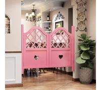 Solid Wood Swinging Doors Coffee Doors, Hallway Entrance Bar Kitchen Restaurant Fence Gate Double Opening, Hinges Included(Pink,W140cmxH90cm)