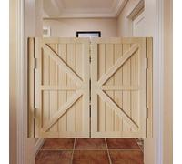 Solid Wood Swinging Doors, Retro Cafe Saloon Style, Auto Close Two-Way Open Partition Half Door for Kitchen, Bathroom, Bar, Natural Finish, 75x70cm