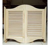 Solid Wood Swinging Saloon Cafe Doors with Louvered Design for Garden Kitchen Bar Entrance