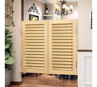 Solid Wood Swinging Saloon Doors, Auto Close Double Half Door with Hinges, Louvered Partition Doors for Cafe Bar Kitchen Hallway, Western Cowboy Style