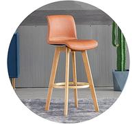 Solid Wood Swivel Bar Stool Rubberwood High Counter Chair with Padded Backrest Perfect for Kitchen Dining Room and Home Bar Stylish and Comfortable Design