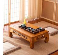 Solid Wood Tatami Tea Table, Traditional Carving Design, No Assembly Required, Smooth Edges, Ideal for Floor Seating and Relaxation