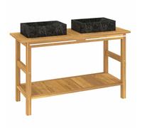 Solid Wood Teak Bathroom Vanity Cabinet Black/Cream with/without Basket vidaXL