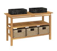 Solid Wood Teak Bathroom Vanity Cabinet Black/Cream with/without Basket vidaXL